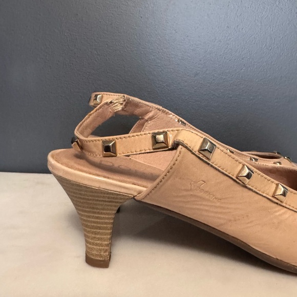 Dorking Studded Nude Sling-Back Kitten Heels - Picture 4 of 7